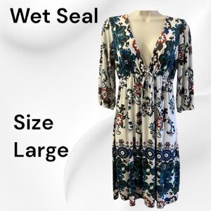 Wet Seal Empire Stretchy Deep V 90’s Dress size Large
